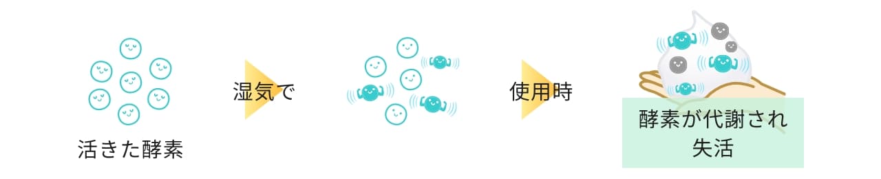 活きた酵素 湿気で使用時酵素が代謝されて失活